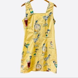 Retro Cocktails Dress Nautical Yellow Sheath Blue
